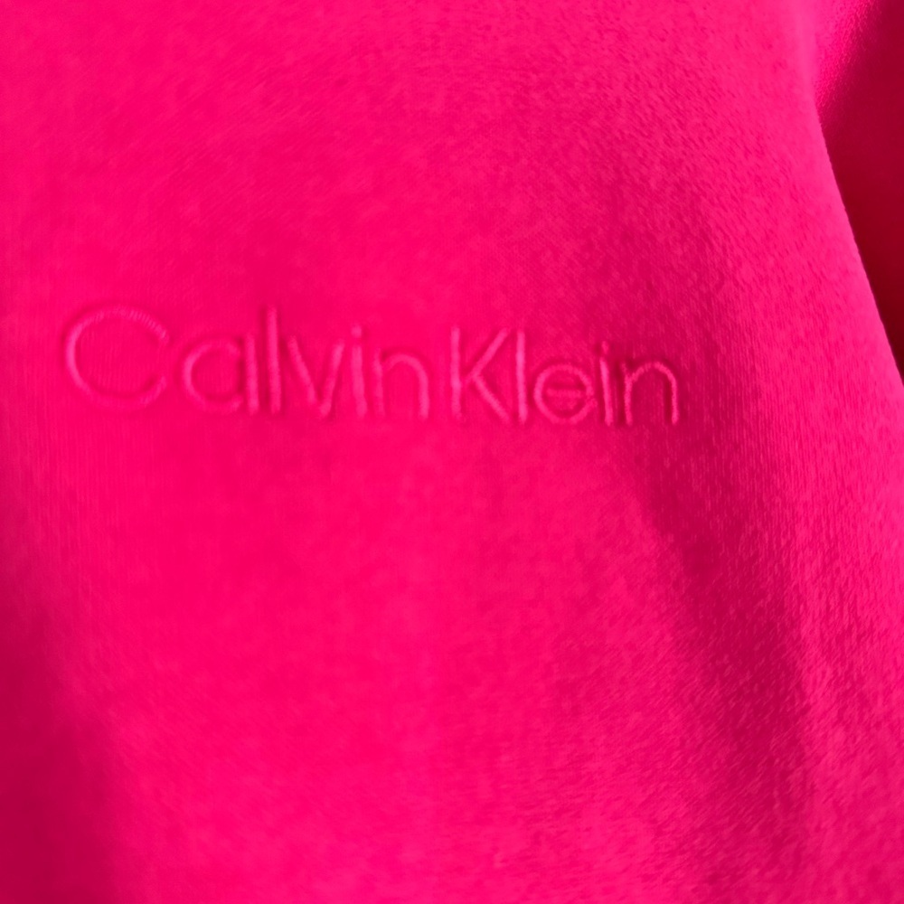 CALVIN KLEIN Women’s Pink Quarter-Zip Cropped Sweatshirt Sz S NWT - Picture 3 of 6